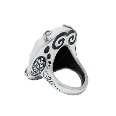 Anillo Calavera grande plata con Howlita